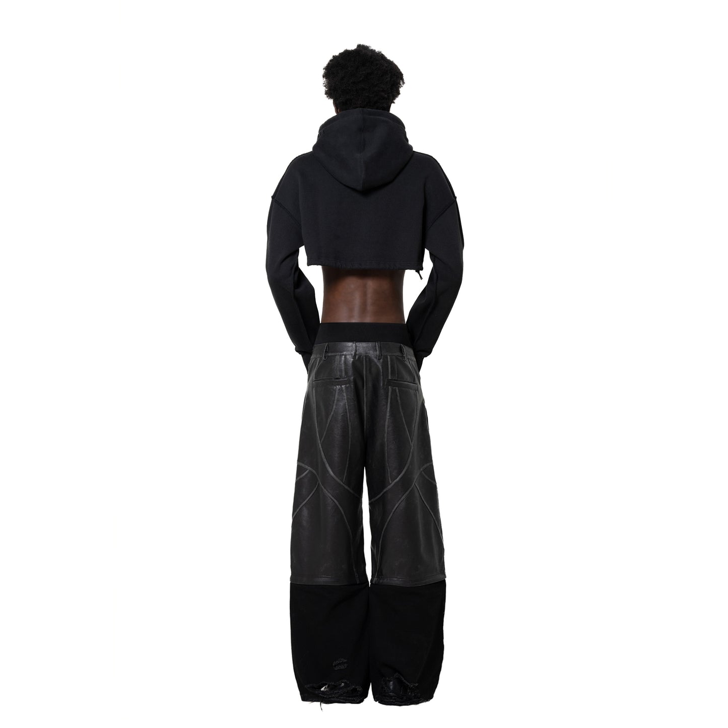ERROR NYC : Reversible Overfit Cropped Hoodie (Black)
