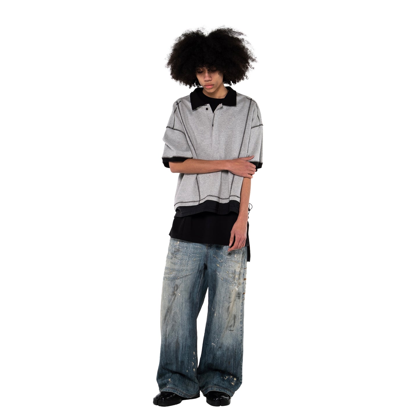 ERROR NYC: 2-layer Polo Shirt (Gray)