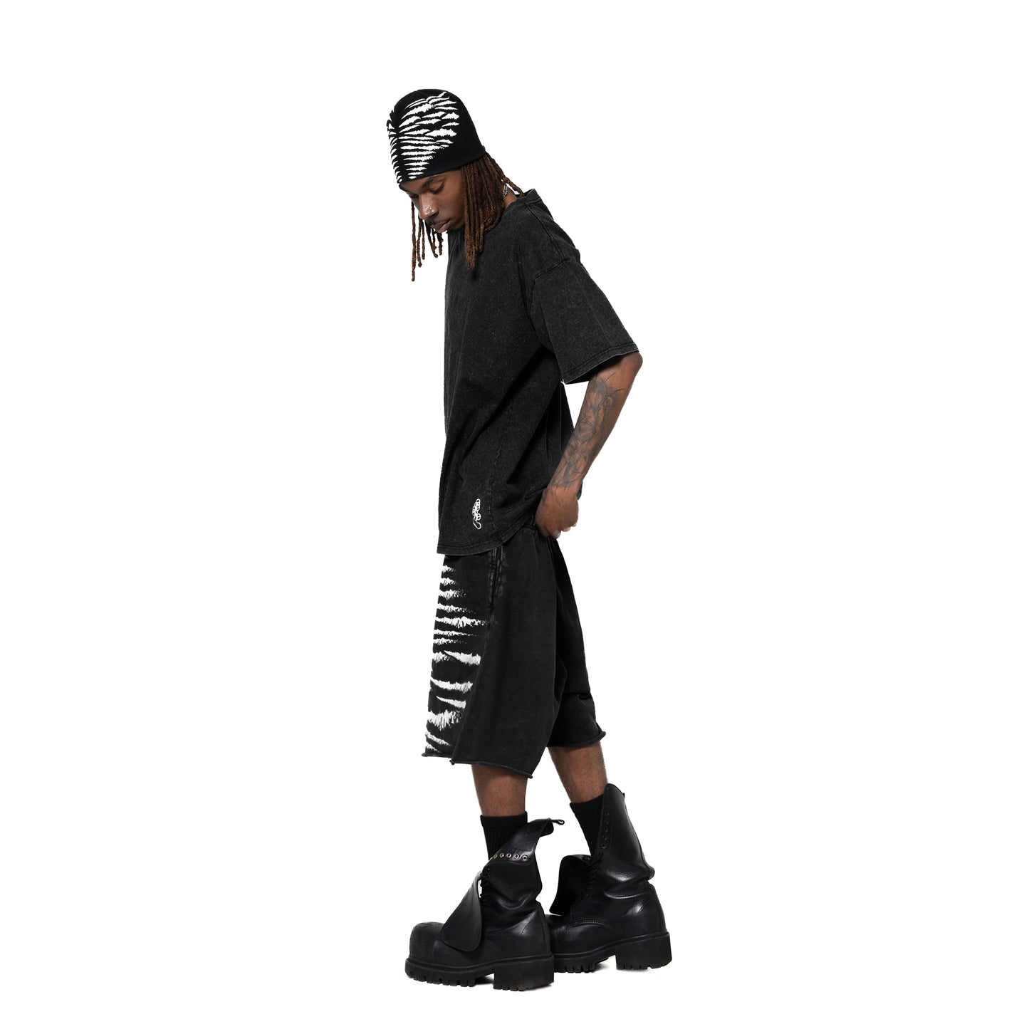 INUIT : Reversible Imprint Ribbed Beanie (Black)