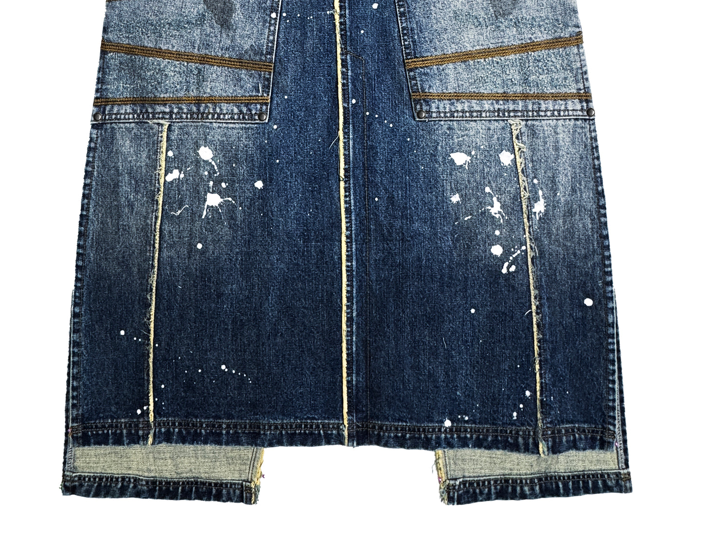 INUIT : Etched Distressed Denim Skirt (Dark Blue)