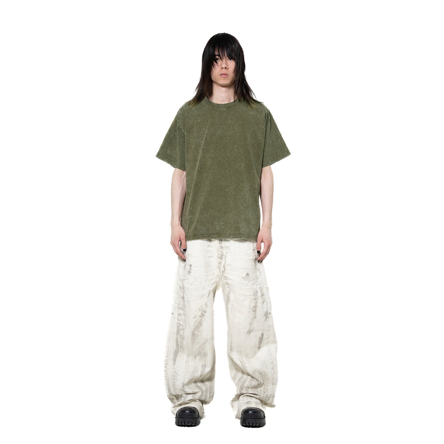 INUIT : Etched Distressed Denim Pants (White)