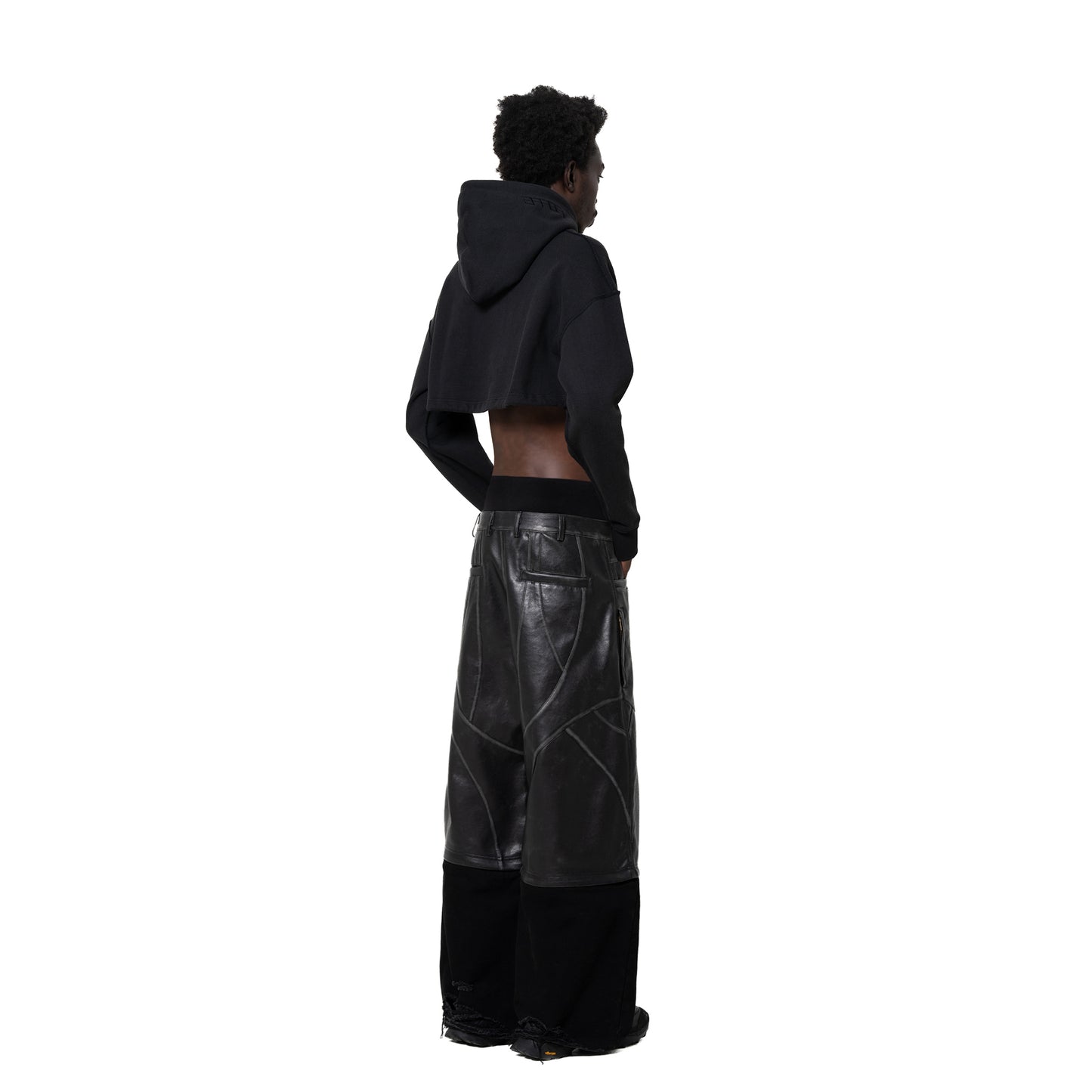 ERROR NYC : Reversible Overfit Cropped Hoodie (Black)