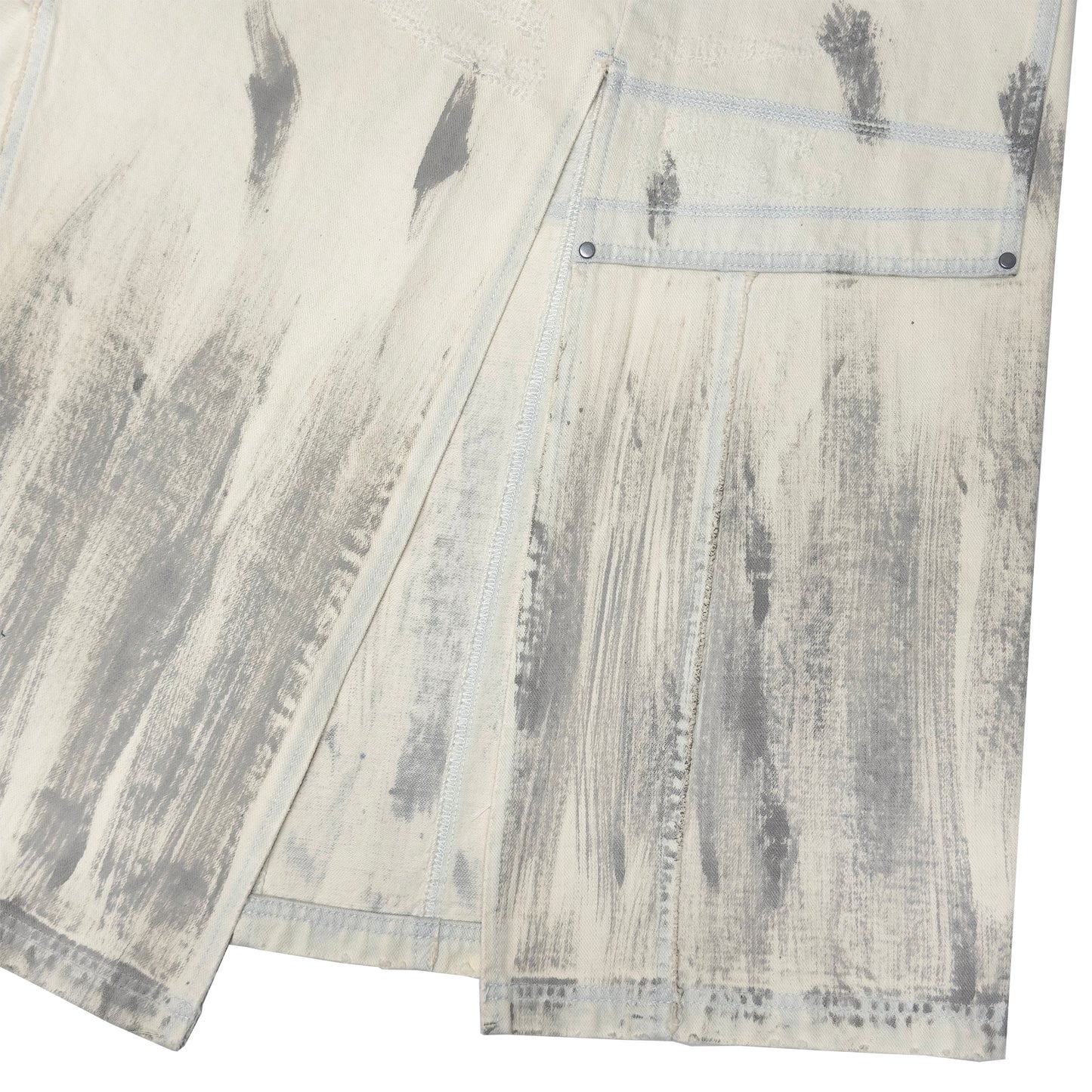 INUIT : Etched Distressed Denim Skirt (White)