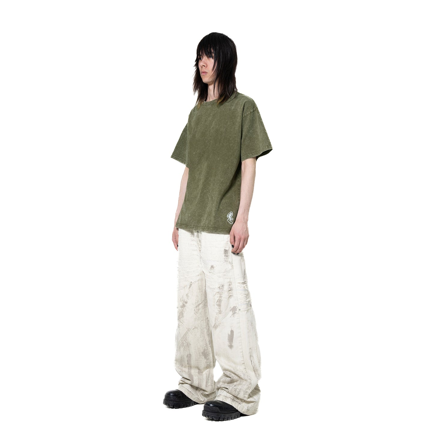 INUIT : Etched Distressed Denim Pants (White)