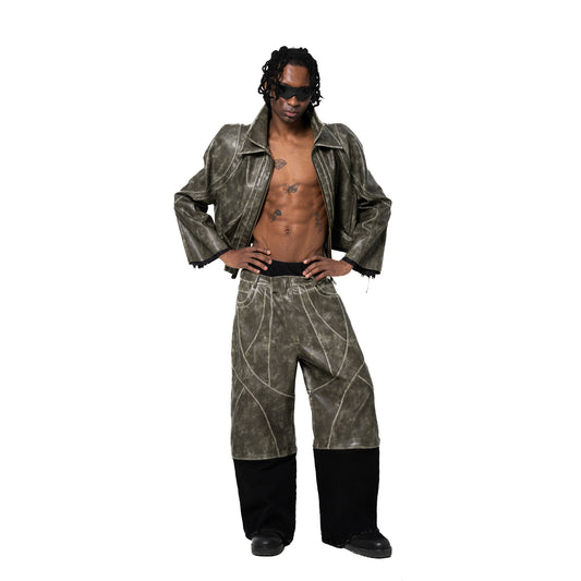 INUIT : Cropped Leather Polar Code (Military Green)