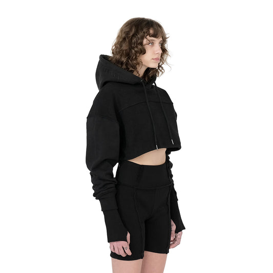 ERROR NYC : Reversible Overfit Cropped Hoodie (Black)