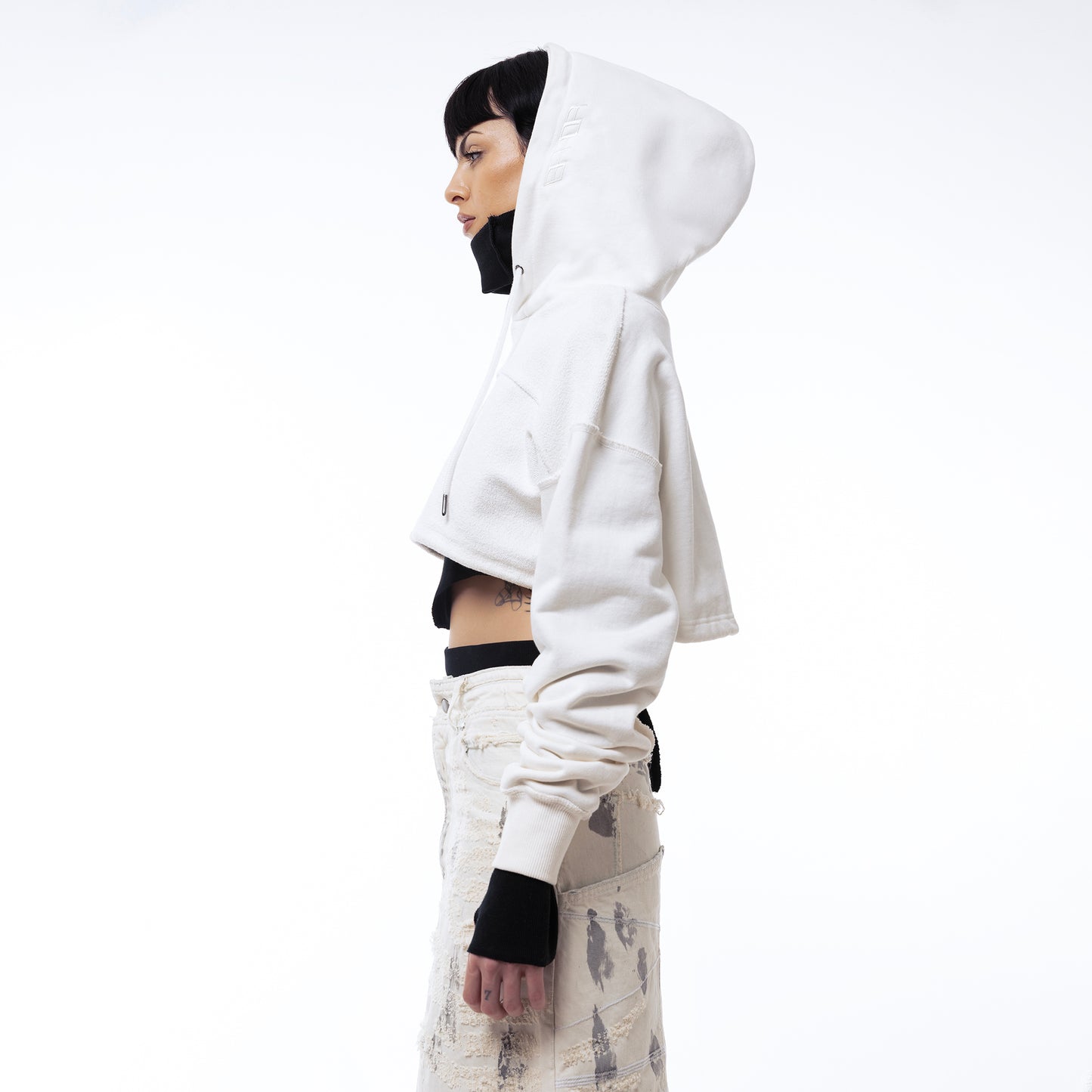 ERROR NYC : Reversible Overfit Cropped Hoodie (White)
