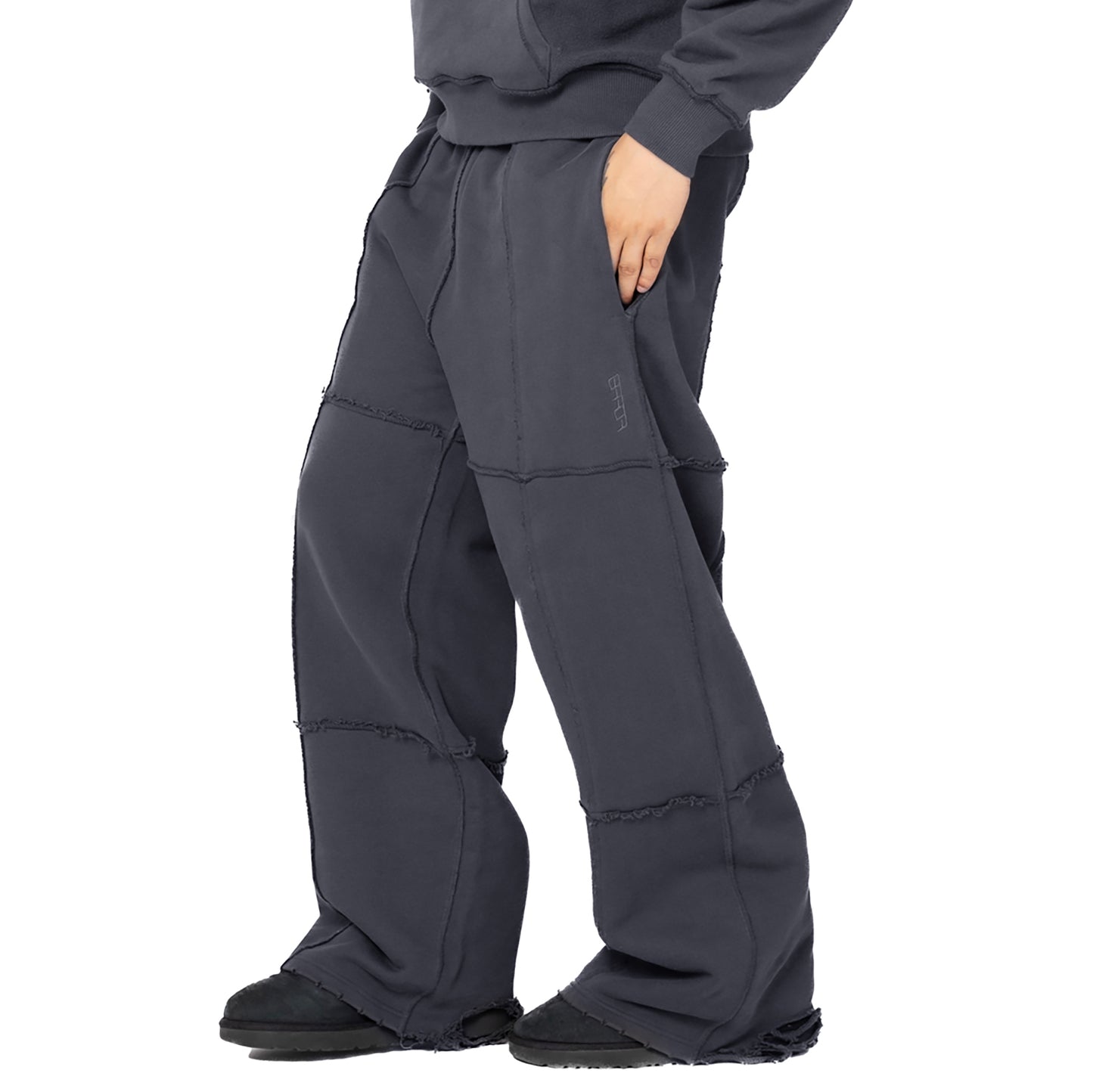 ERROR NYC : Pieced Wide Sweatpants (Dark Gray)