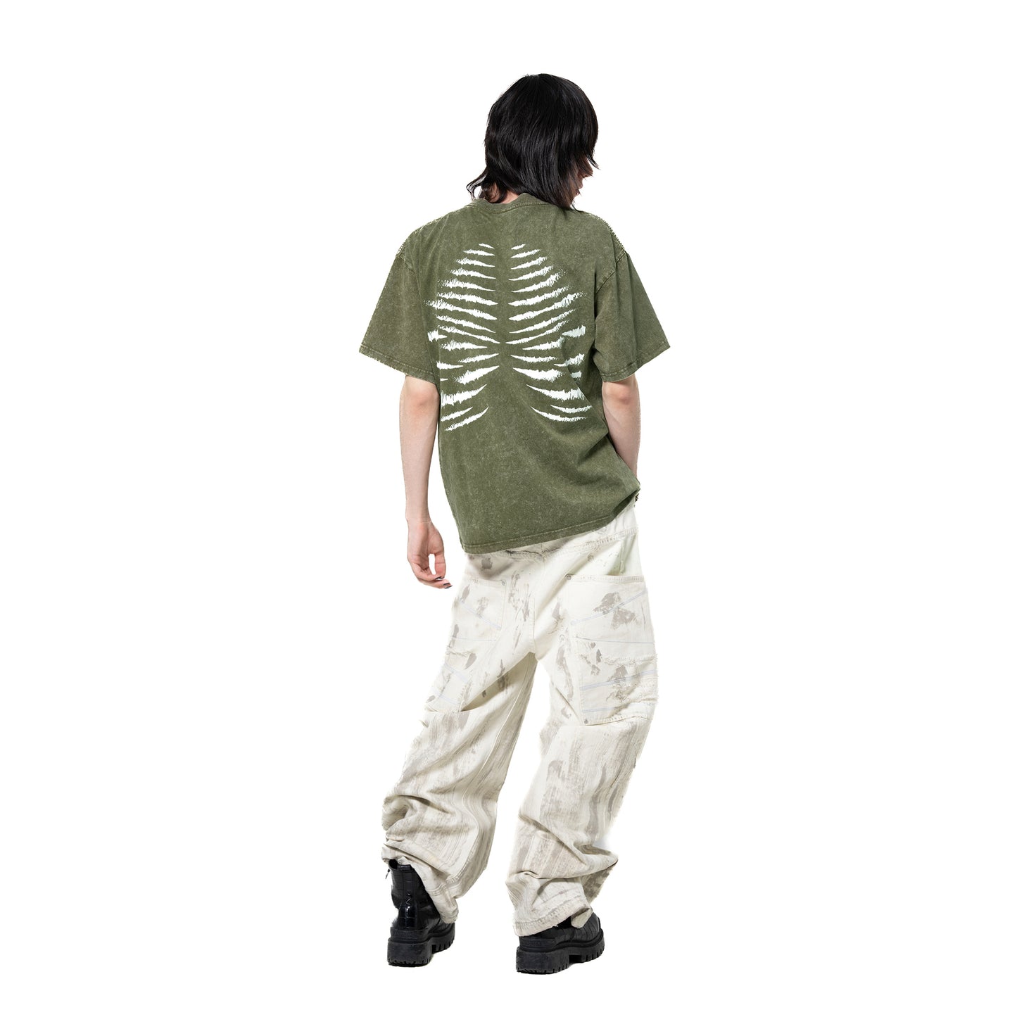 INUIT :  Etched Distressed Denim Pants (White)