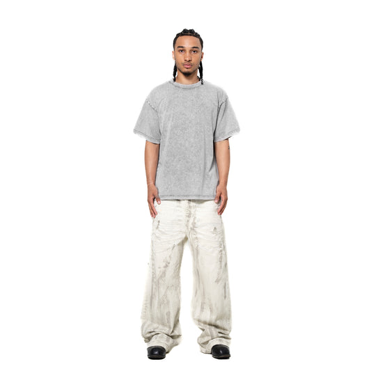INUIT :  Etched Distressed Denim Pants (White)