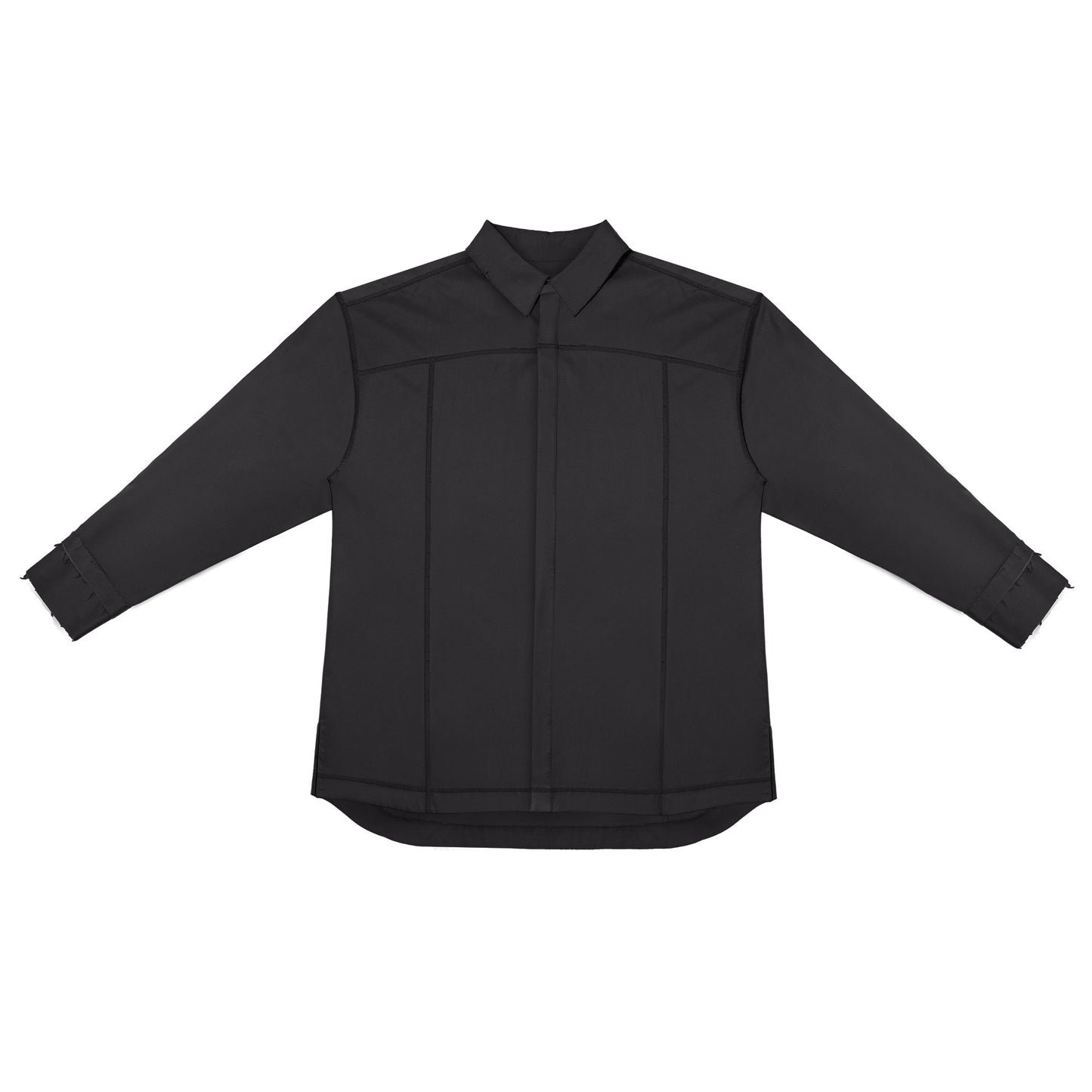 ERROR NYC: Distressed Edge Button-Up Shirt (Dark Gray)