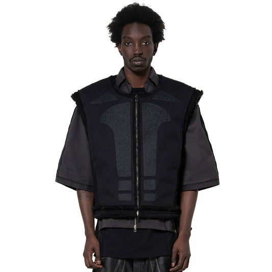 INUIT: Etched Reversible Fur Vest (Black)