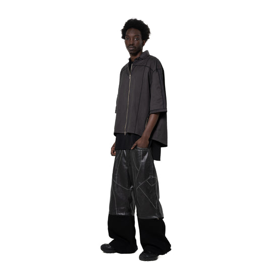 ERROR NYC: Vertical Frame Wide Zip-up Shirt (Dark Gray)