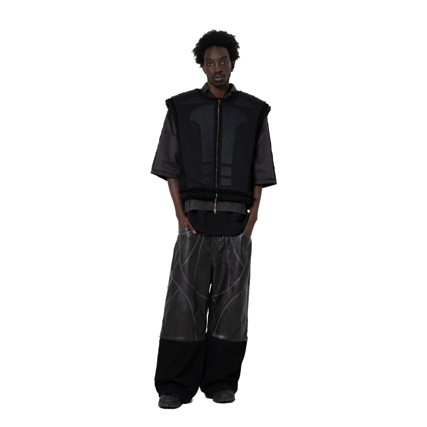 INUIT: Etched Reversible Fur Vest (Black)