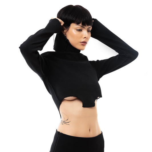ERROR NYC : Rawline Balaclava Cropped Turtleneck (Black)