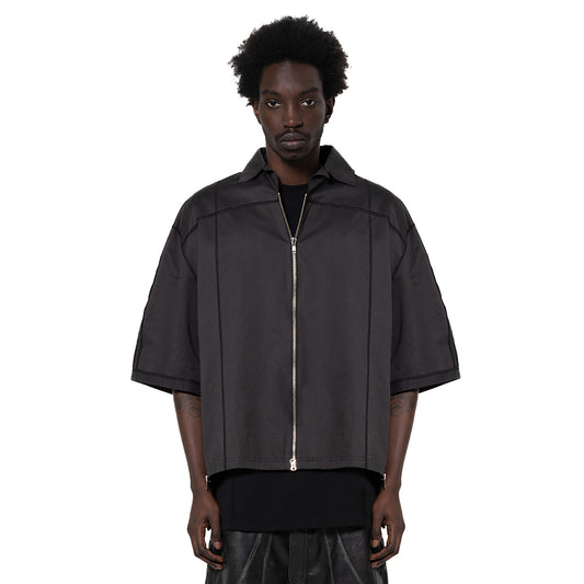 ERROR NYC: Vertical Frame Wide Zip-up Shirt (Dark Gray)