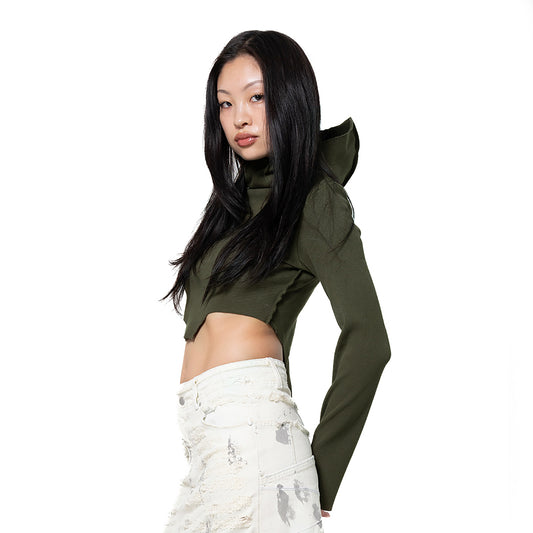 ERROR NYC : Rawline Balaclava Cropped Turtleneck (Military Green)