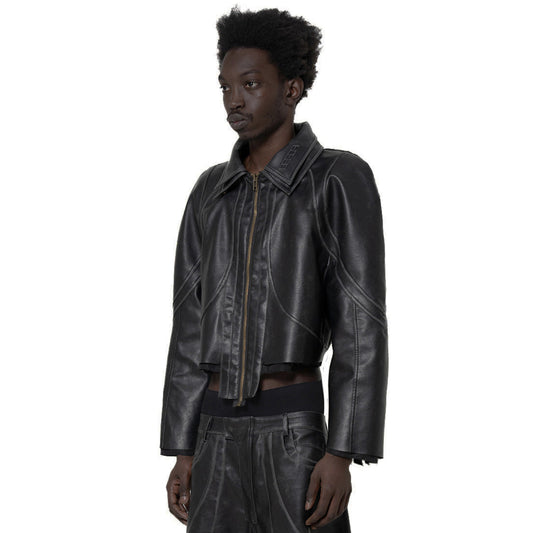 INUIT : Cropped Leather Polar Code (Black)